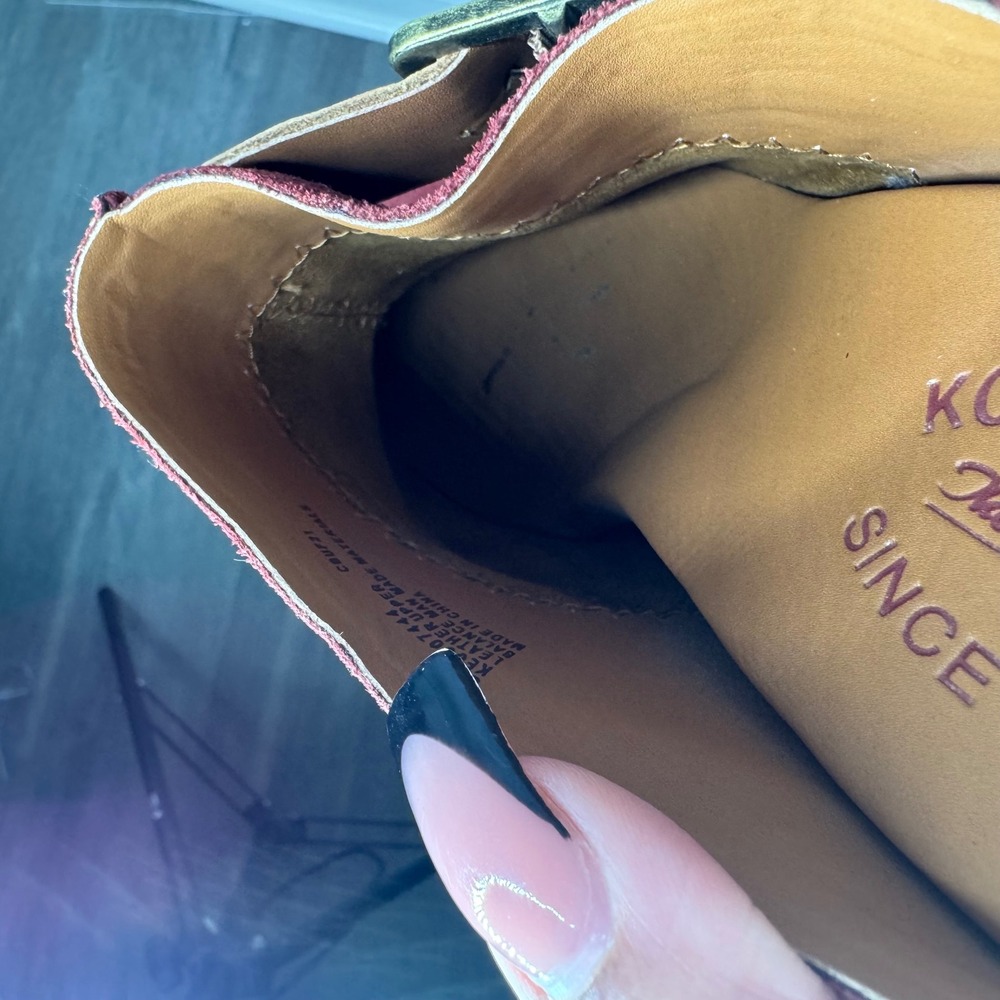 Kork-Ease Burgundy Suede Leather Buckle Mules Clogs Womens 9M Block‎ Heel - Picture 8 of 8